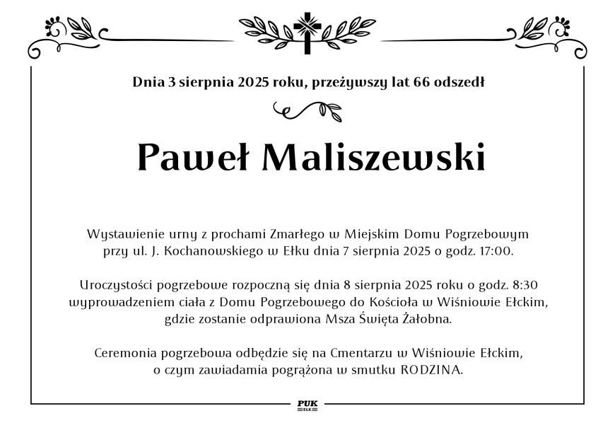 Paweł Maliszewski - nekrolog